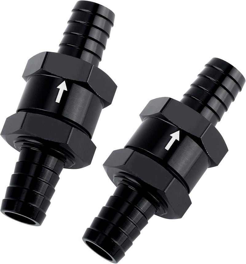 PLALEI 2 PCS 1/2" Fuel One-way Check Valve,Non Return Check Valve-Inline,Aluminium Alloy One Way Valves for Water,Petrol,Diesel,Oil,E85,Gas,Air and Other Liquid,Compatible with Most Car Models (1/2") - Image 1